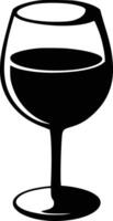A glass of wine is shown in black and white white isolated background vector