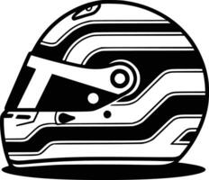 A helmet is shown in black and white vector