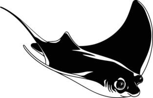 A black and white illustration of a sting ray white isolated background vector