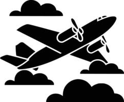 Airplane flying in the clouds vector