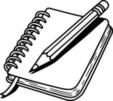 Pencil and notebook coloring pages vector