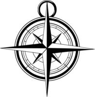 A black and white compass with a white background vector