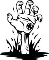 Zombie hand with blood splatter on it vector