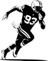 A black and white drawing of a football player running vector