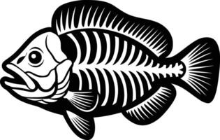 A fish skeleton with a black and white outline vector