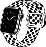 An apple watch with polka dots on it white isolated background vector