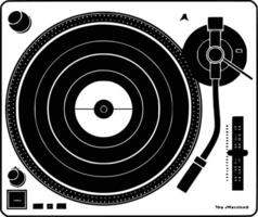 A turntable with a record player and a record white isolated background vector