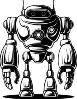 A robot in black and white on a white background white isolated background vector