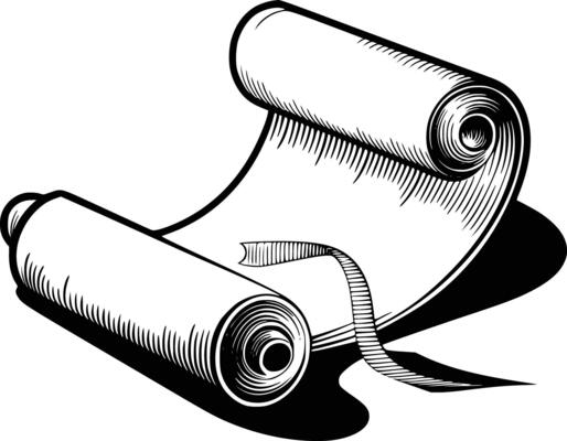 Roll of paper clipart white isolated background