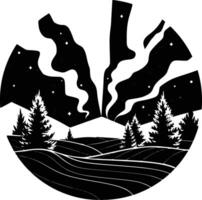 A black and white logo of a forest and trees vector