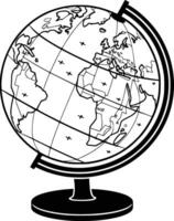 A globe on a stand with a map on it white isolated background vector