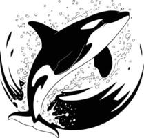 Killer whale in the water with bubbles and bubbles vector