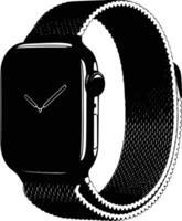 An apple watch with a black and white design white isolated background vector