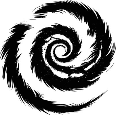 A spiral with black and white swirls