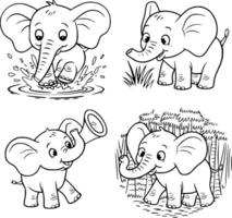 Elephant coloring pages for kids and white isolated white isolated background background vector