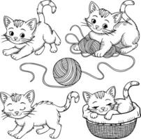Kitten coloring pages with ball of yarn and ball of yarn vector