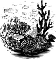 Underwater scene with coral reef and fish vector