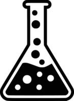 A black and white lab flask icon and isolated background vector