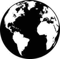 A black and white earth globe on a white background vector