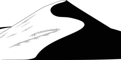 A black and white drawing of a mountain and isolated background vector