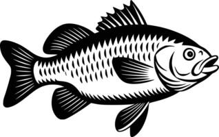 A black and white fish on a white background vector