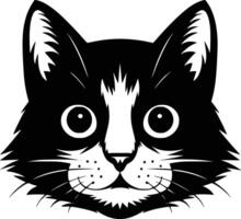 A black and white cat's face on a white background vector
