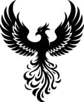 A black and white phoenix with wings and isolated background vector