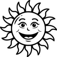 Sun smiling face coloring pages and isolated background vector