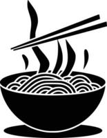 Chopsticks and noodles in a bowl and isolated background vector