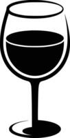 A glass of wine is shown in black and white and isolated background vector