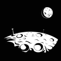 The moon is seen in the distance with a small flag vector