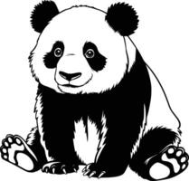 Panda bear sitting on the ground with its paws up vector