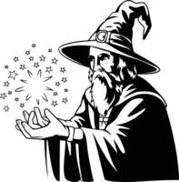 Wizard with magic wand and isolated background vector