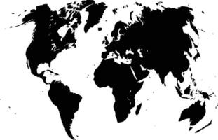 A black and white world map with a white background vector