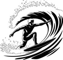 Surfer riding the wave and isolated background vector