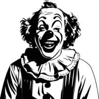 A black and white drawing of a clown and isolated background vector