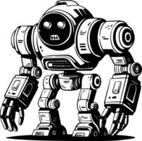 A robot in black and white with a big head vector