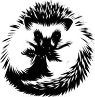 A hedgehog in a circle with its head down vector