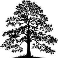Black silhouette of a tree with leaves vector