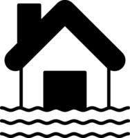 Flood Water Overflow Hazard Glyph vector