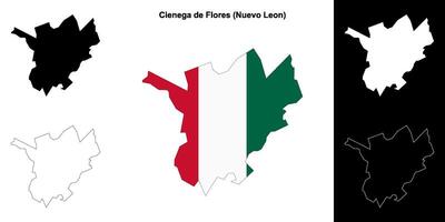 Cienega de Flores municipality, Nuevo Leon outline map set vector