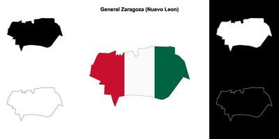 General Zaragoza municipality, Nuevo Leon outline map set vector