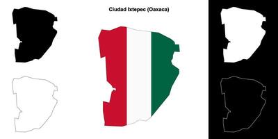 Ciudad Ixtepec municipality, Oaxaca outline map set vector