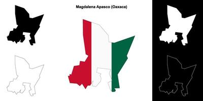 Magdalena Apasco municipality, Oaxaca outline map set vector