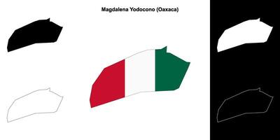 Magdalena Yodocono municipality, Oaxaca outline map set vector