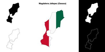 Magdalena Jaltepec municipality, Oaxaca outline map set vector