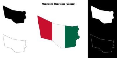 Magdalena Tlacotepec municipality, Oaxaca outline map set vector