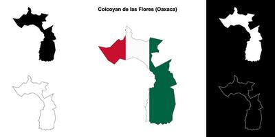 Coicoyan de las Flores municipality, Oaxaca outline map set vector