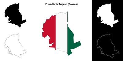 Fresnillo de Trujano municipality, Oaxaca outline map set vector
