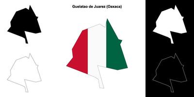 Guelatao de Juarez municipality, Oaxaca outline map set vector
